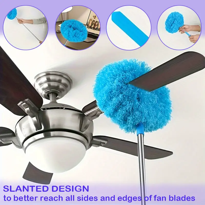 Extendable Handle Removable Head Microfiber Duster | Anti-Static, Washable & Reusable | Ideal for Ceiling Fans, Household & Seasonal Cleaning (Summer/Fall)