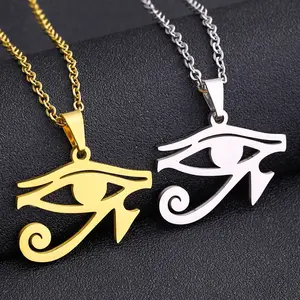 Ancient Egyptian Horus Eye Pendant Stainless Steel Necklace Unisex African Amulet Titanium Steel Accessories