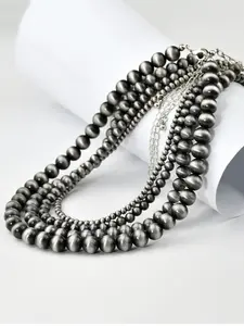 Women's Navajo Necklace with Artificial Pearl Beads, Alloy Chain & Metal Coated Setting, Charming Jewelry Gift for Her, Adjustable Necklace