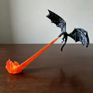 3D Dragon Flame Sculpture Ornament, Interior Decoration Accessories - 3D Printed Fire Breathing Dragon Statue, Decorative Figurine, Suitable for Home, Office Desk, Cabinet, and Computer Desk
