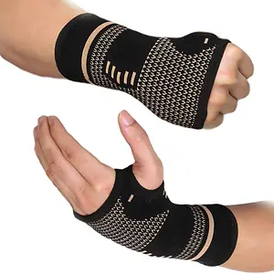 Copper Compression Gloves Sports Wrist Guard for Arthritis Relief & Muscle Recovery Brown Nylon Spandex Arm Cuffs S/M/L  Support Healthcare Brace Tool