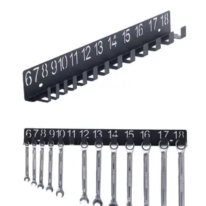 Metal Wrench Organizer Rack, Stylish Wall-Mounted Garage Tool Storage Shelf for Wrenches, Screws, Bolts, Perfect Gift for Mechanics
