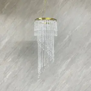 Elegant Beaded Curtain, Luxury Wedding Engagement Birthday Party Decor, Hanging Ornaments, Acrylic Water Drop Pendant, Rainbow Light Effect, Modern Elegant Decoration, Home Decor Ornaments