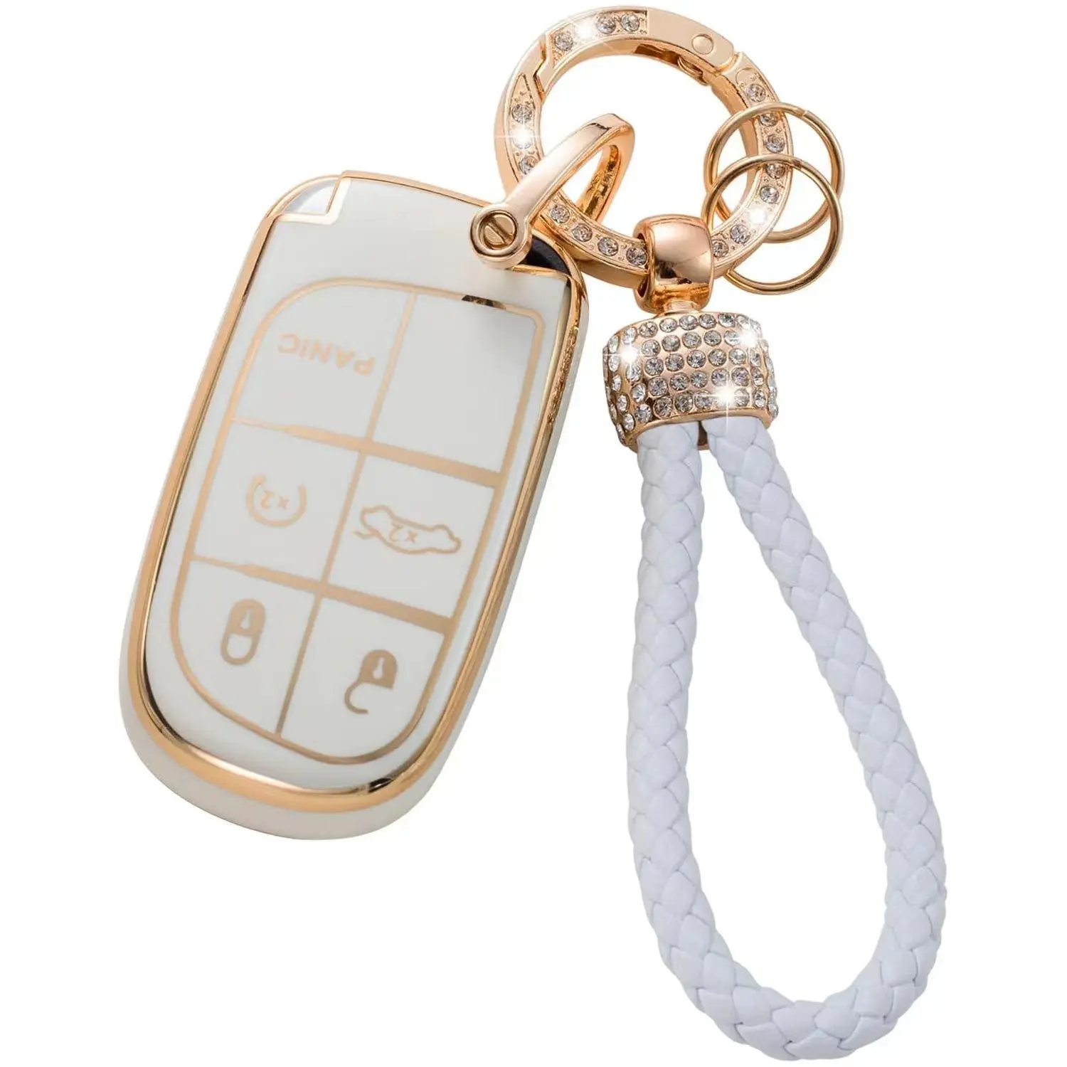Colorful Stone Decor Car Key Case, Cute Car Key Cover, Car Key Protector, Car Key Accessory for Jeep, Chrysler, Dodge, RAM, Challenger, Journey, Car Accessories