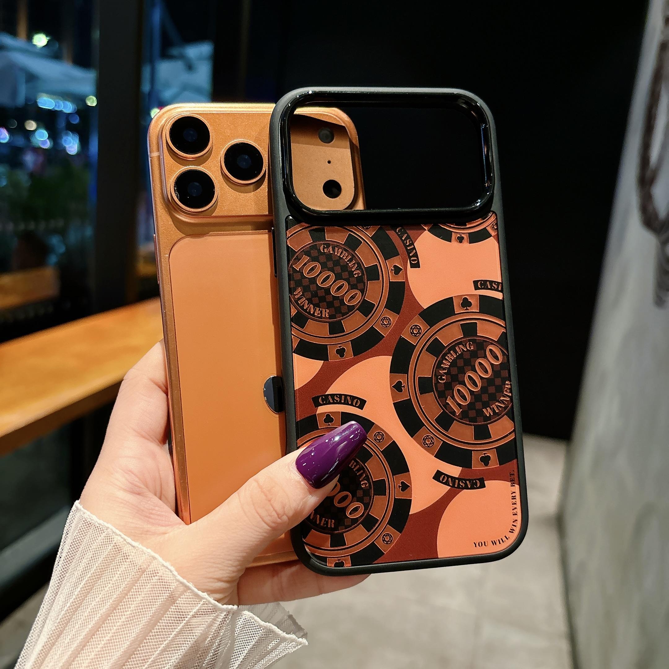 Magnetic Phone Case for Apple 17/16/15/14/13/12 Max/Plus/Pro Series — Featuring a "Lucky Chip" Pattern, Camera Protection, and Shockproof/Scratch-Resistant Design. A Stylish, Unisex Protective Cover with a Unique Gilded Pattern Finish.