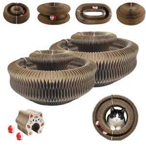 Enhanced Magnet Kitty Curls Cat Scratcher Toy – Multi-Shape KittyKurls Scratcher with Play Balls, Twisty Paws Interactive Cat Toy for Indoor Cats, Durable Corrugated Cardboard Scratching Board