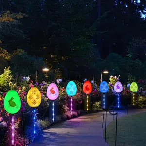 Solar Easter Egg Pathway Light Set, Outdoor Easter Decoration, Color Changing Night Glow Eggs, for Porch Lawn & Yard, Outdoor Pathway Lighting