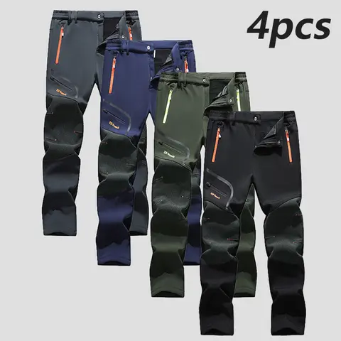 FallFreshness Men's Waterproof Insulated Fleece-Lined Plain Fitted Casual Thermal Pants with 4 Zippered Pockets, Non-Sheer, Machine Washable for Winter Ski, Snow Hiking Adventures,sohochic