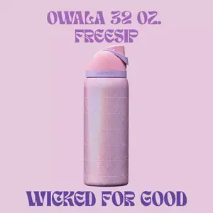Owala Wicked FreeSip Insulated Stainless Steel Water Bottle with Straw for Sports and Travel, BPA-Free Sports Water Bottle, 32 oz, Glinda (Pink)