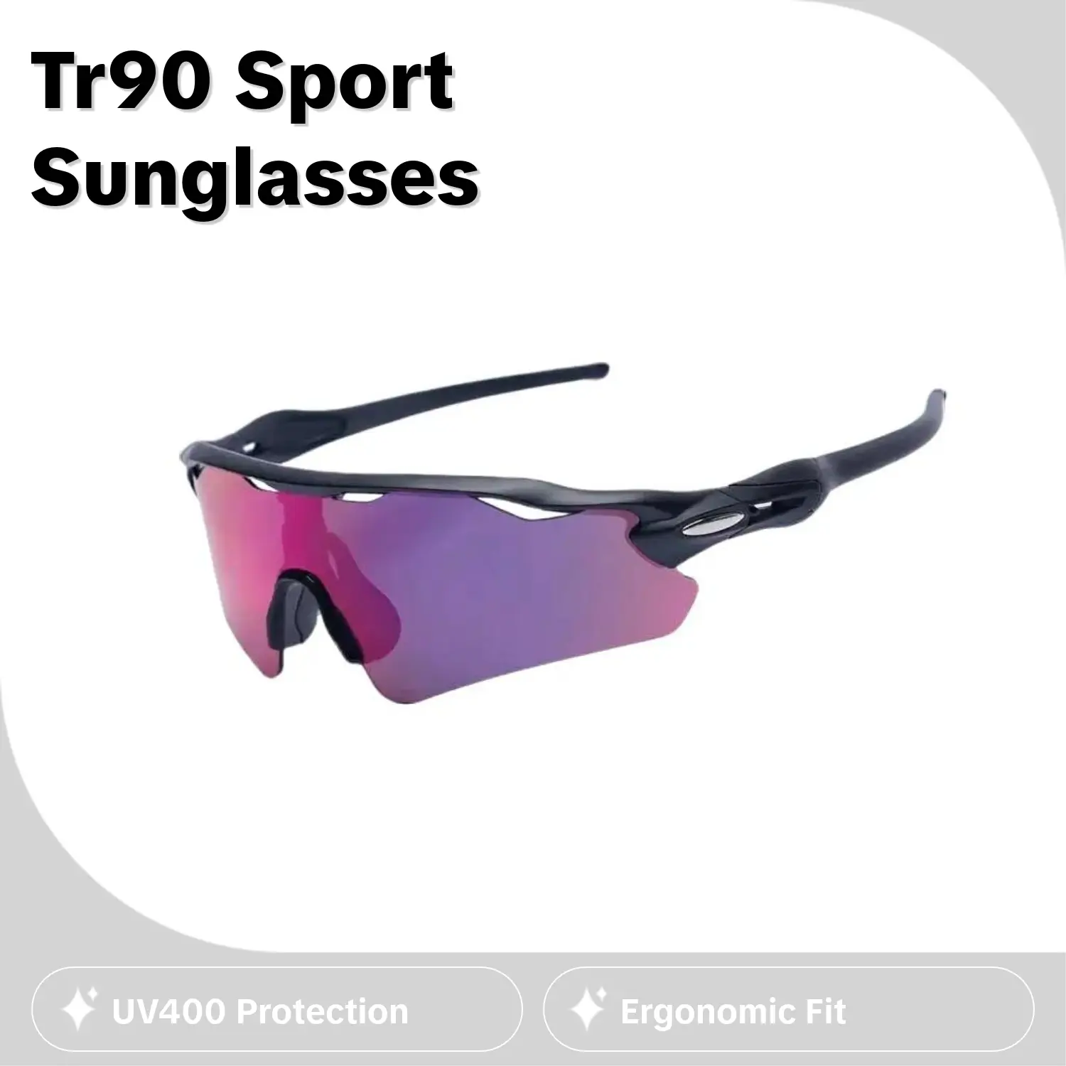 Unisex TR90 Elastic Frame Sportive Sunglasses - 22g Ultralight, Windproof, UV400, Anti-Glare, Unbreakable Fashion Lightweight Sports Sunglasses, Ideal Adult Party Gift for Cycling, Running, Fashion Sports Sunglasses