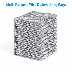 10PCS/20PCS Set Non-Scratch Steel Wool Dishcloth - Multi Purpose Wire Dishwashing Rags Kitchen Towels and Dishcloths Sets Durable Cleaning Pads Bathroom Home Essentials Cleaning Supplies Tools reusable scrubber multi-use