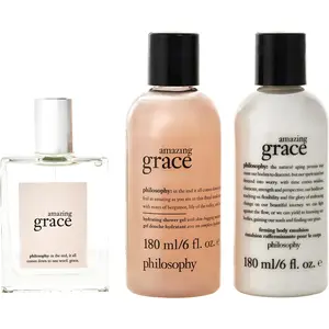 Philosophy Amazing Grace Set-Edt Spray 2 Oz & Body Emulsion 6 Oz & Shampoo, Bath & Shower Gel 6 Oz For Women