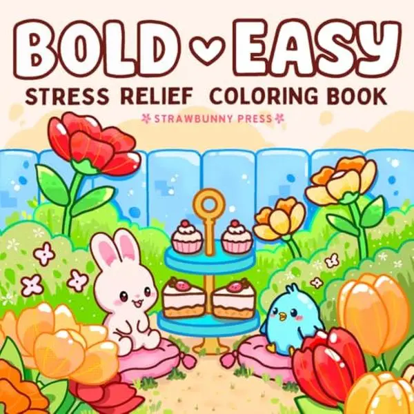 Bold & Easy Stress Relief Coloring Book for Adults: Cute, Simple & Relaxing Coloring Pages for Women Who Want Calm, Joy & Creative Escape | Whimsical ... Thick Lines for Relaxation and Mindfulness