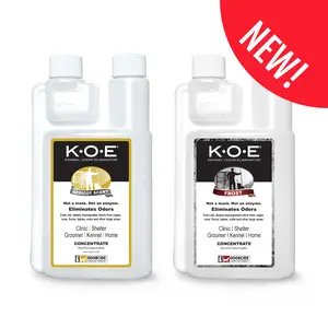 K.O.E. 2 Pack - Kennel Odor Eliminator 16oz Concentrate Bundle - Pet Deodorizer, Non-Enzymatic Formula (KOE) Frost, Apricot, Fresh, Original Scent, 32 oz Total