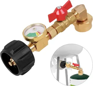 Propane Refill Adapter with Valve and Gauge, Fill 1 Lb Bottles From 20 Lb Tank, Fits QCC1/Type1 Propane Tank and 1 lb Throwaway Disposable Cylinder Propane Bottle Connector Gas Tank