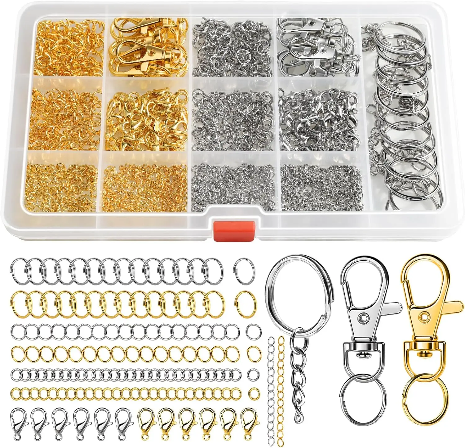 Jump Rings, 968 count  Making Kit,  Clip and Key Ring, Key Chain Rings, Lobster Claw Clasps for Keychains, Charm Bracelet