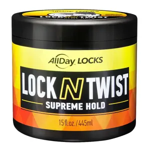 AllDay Locks Lock N Twist Supreme Hold - Extreme Styling Control for Locs, Microlocs, Twists, and Retwists, Provides Edge Control, Strong Hair Gel for Women and Men - 15 oz Jar