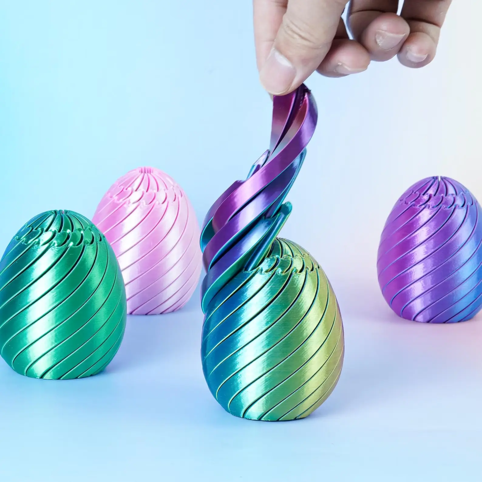 Easter Egg Sculptures & Figurines 3D Printed Twistsphere Fidget Gear Liquid Flow Ball With Rotating Design Anxiety Relief