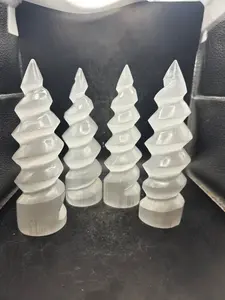 Selenite spiral tower! 6 inches tall, 9.5 ounces!