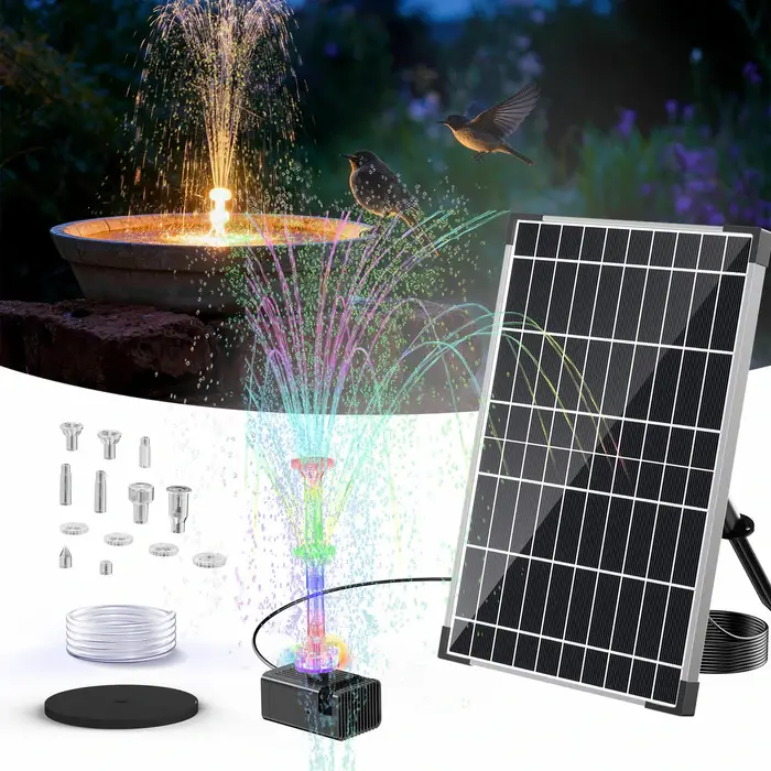 POPOSOAP 12W Upgrade Floating Pond Fountain,with RGB Lights,Ideal for Garden Water Features & Pond Decor #TikTokMadeMeBuyIt#GardenGoals#outdoor d# pool water#pool fountain# solar water fountain# outdoor water fountain# water feature# solar fountain light