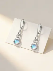Elegant Celtic Knot Moonstone Dangle Earrings, Hypoallergenic Nickel-Free Ear Hooks, Perfect Gift for Friends and Holidays, Ear Accessories