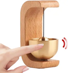 Wmagnetic Door Wooden Wind  Chime,with Brass Bell | Golden Decorative Shopkeepers Bell for Door Opening,Hanging Door Chime for Entrance,Fridge Sticker and Barn Door for Wall,Store,Wardrobe,Fridge