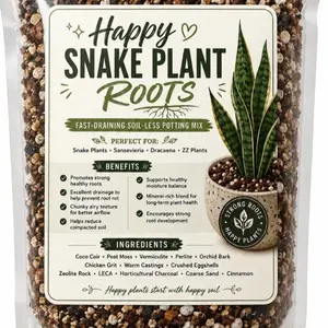Happy Roots Snake Plant Blend Potting Mix Soil-less soil 10 Cups/2.5 Quarts/3.5 Pounds. Zz Plants Sansevieria Yucca Dracaena