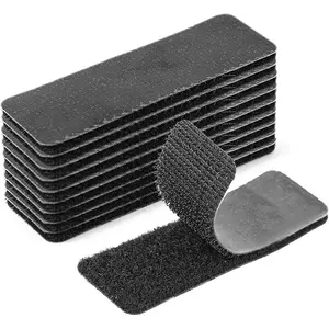 30 Sets Adhesive Square Hook and Loop Tape Sticky Back Fastener for Indoor or Outdoor Use Black 1.2in x 3.15in No Holes No Screws