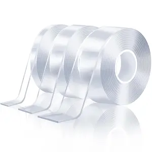 3Rolls Nano Tape, 2M*3CM Strong Adhesive Double-Sided Tape, Reusable, Traceless, Washable, Waterproof for Wood, Plastic, Glass, Metal Surfaces, Ideal for Home