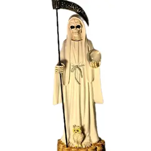 17 inch Santa Muerte Statue Decor Black Ornaments Gift Religious Unique Room Focal Point Home Office Business