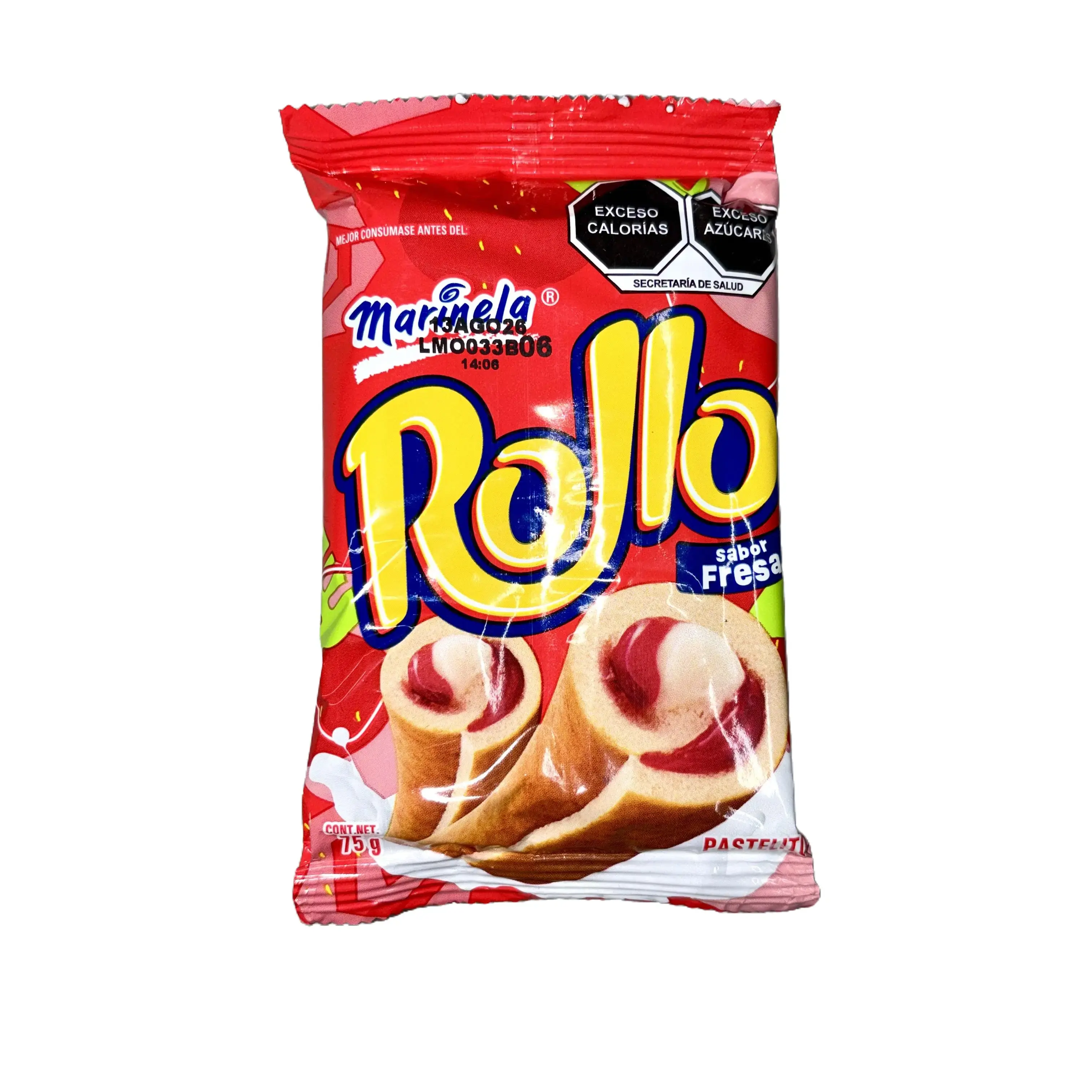 ROLLO SABOR FRESA MARINELA - 75 GRAMS - Soft & Delicious Marinela Strawberry Roll Cake - PRODUCT OF MEXICO