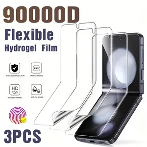 3 Pcs Ultra HD Hydrogel Film Protective Screen Protector for Samsung galaxy Z Flip 6/Z Flip 4/Z Flip 5/Z Flip 3 5G/Z Flip 5G, Accessories, Ultra-Thin, Full Coverage, Fingerprint Unlock Compatible, Anti-scratch, Anti-fingerprint, High Sensitivity Not Glass