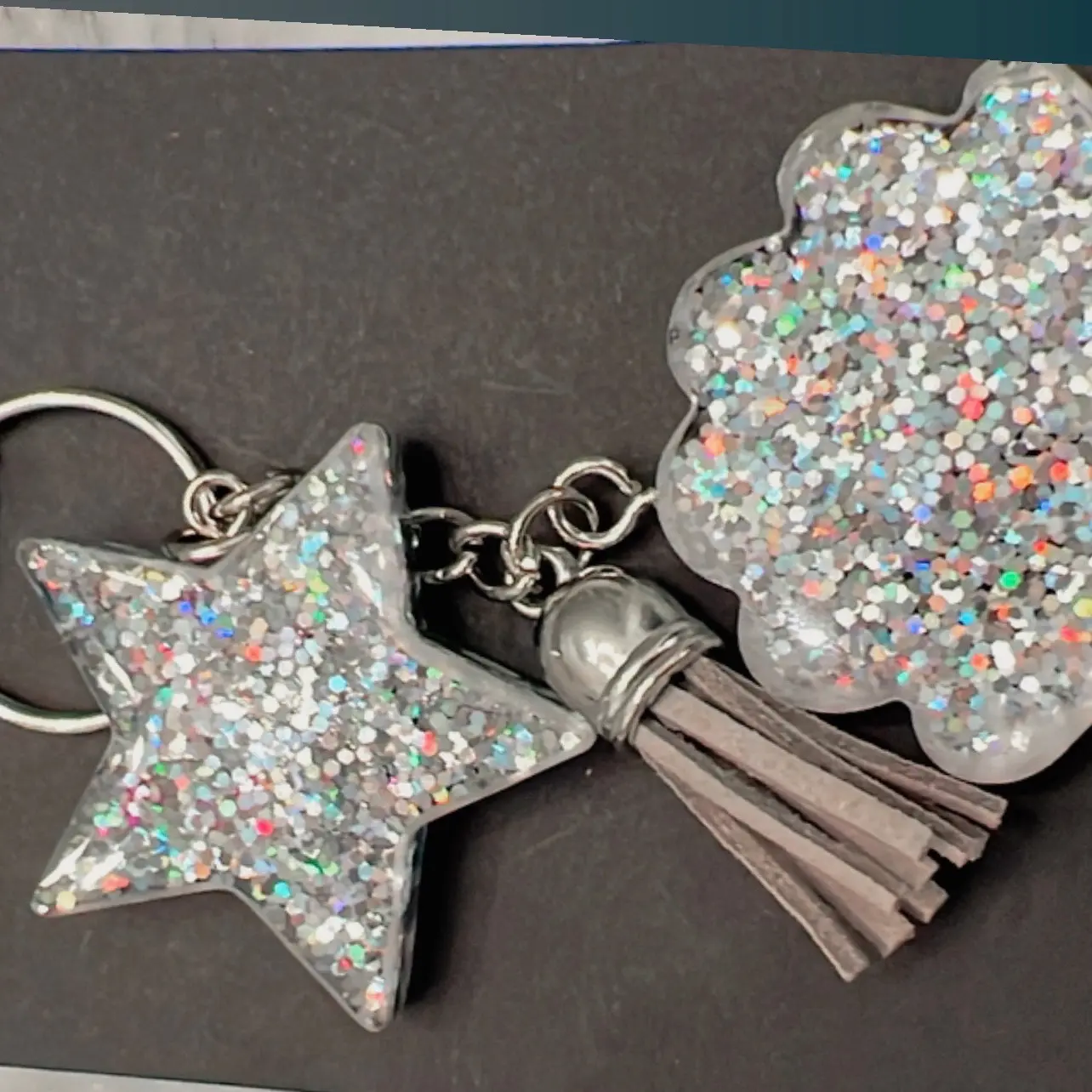 Epoxy keychain sea star with sea shell combo