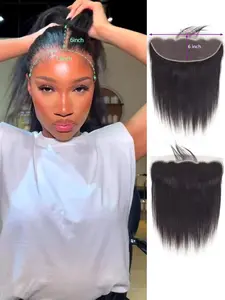 Straight 13x6 Transparent Lace Frontal Closure Human Hair Ear to Ear Transparent Lace Closures Natural Hairline 12-24 Inch