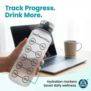 50oz Frosted Sports Water Bottle with Hydration Time Markers — BPA-Free Tritan