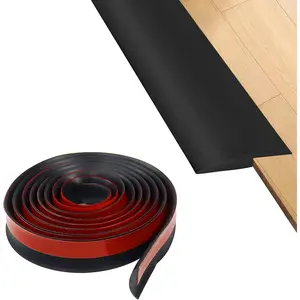 Self Adhesive Floor Rubber Transition Strip, Carpet to Tile Edging Trim Strip for Threshold Transitions Height Less Than 5mm/0.2in (Black, 6.56FT)