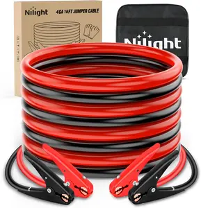 Nilight Heavy-Duty Automotive Car Battery Jumper Cables, 4-Gauge 20-FT Tangle-Free Booster Cables with Clamp, 600A Peak CCA, Carrying Bag, Emergency Start Kit for Pickup Trucks, SUVs