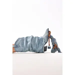 AZALEA WANG HAWSTON DENIM WESTERN FOLD-OVER BOOT