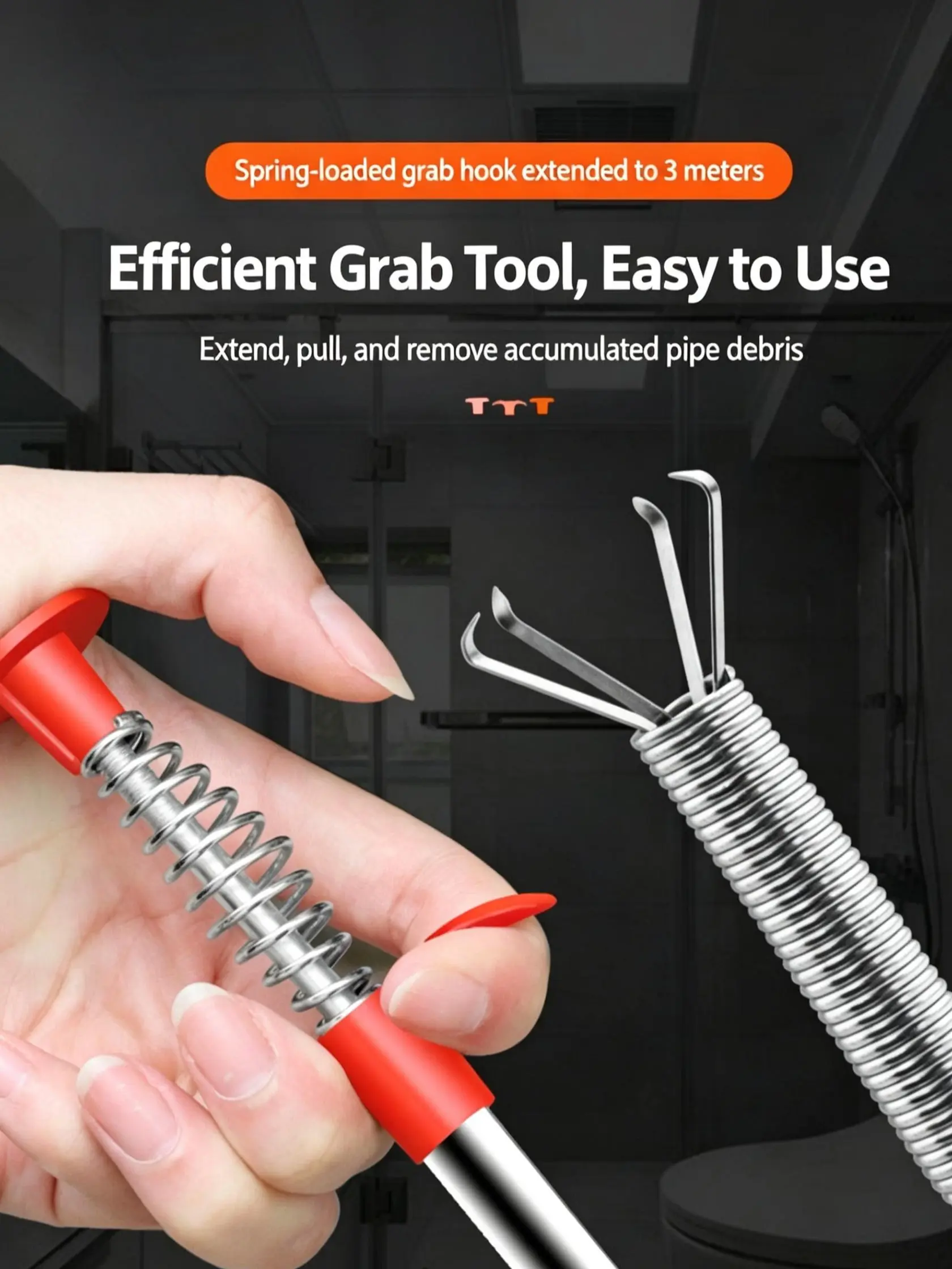 Stainless Steel Sewer Unclogging Tool, 1 Count Portable Reusable Drainage Clogging Remover, Drain Opener, Home Essentials, Cleaning Supplies, Summer Essentials Bathroom Supplies