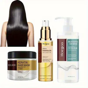 3-piece hair care product - keratin and collagen scalp facial mask, daily hair care and moisturizing scalp mask+hair care essential oil+moisturizing shampoo, suitable for all hair types, Hydrating Hair Cream, Hair Revival Serum