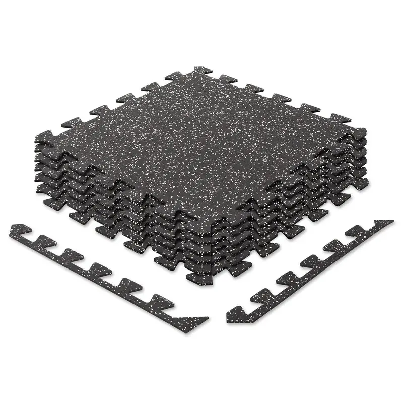 RITFIT Gym Flooring Mats, Durable High-Density Rubber Interlocking Tiles for Home Gyms, 0.25in Thick, Safe Flooring that Easily Withstands Heavy Weights, Easily Withstand Heavy Weights