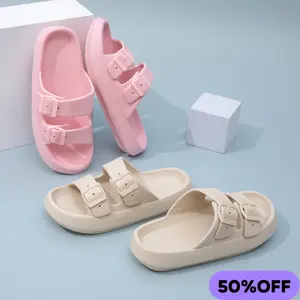 Women Men Cloud Slides Cushion Sandals, EVA Soft Sole Platform Slippers with Open Toe and Non Slip Textured Outsole for Home Shower Bathroom Beach Indoor Outdoor Summer Daily Wear