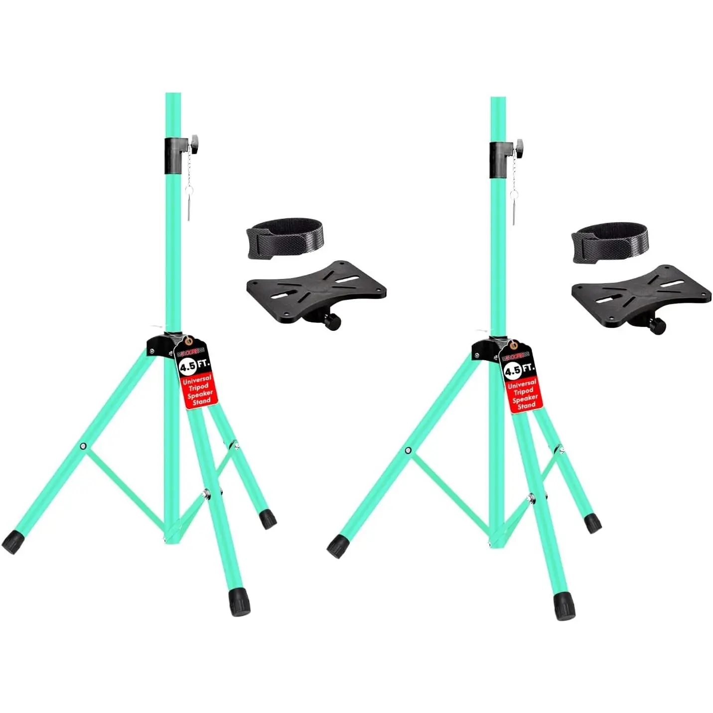 5 Core Pair of Adjustable 54in Steel Speaker Stands, Heavy-Duty Foldable Tripod Set with 35mm Pole Mount, 132lb Capacity, Durable Metal Build, Socket & Cable Compatibility for Stage, Studio Use (Green)
