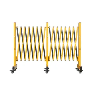 GARVEE Expandable Driveway Gate Barricade - 17ft Retractable Safety Fence, 103cm Tall, Carbon Steel Mobile Barrier with Wheels for Home & Industrial Security