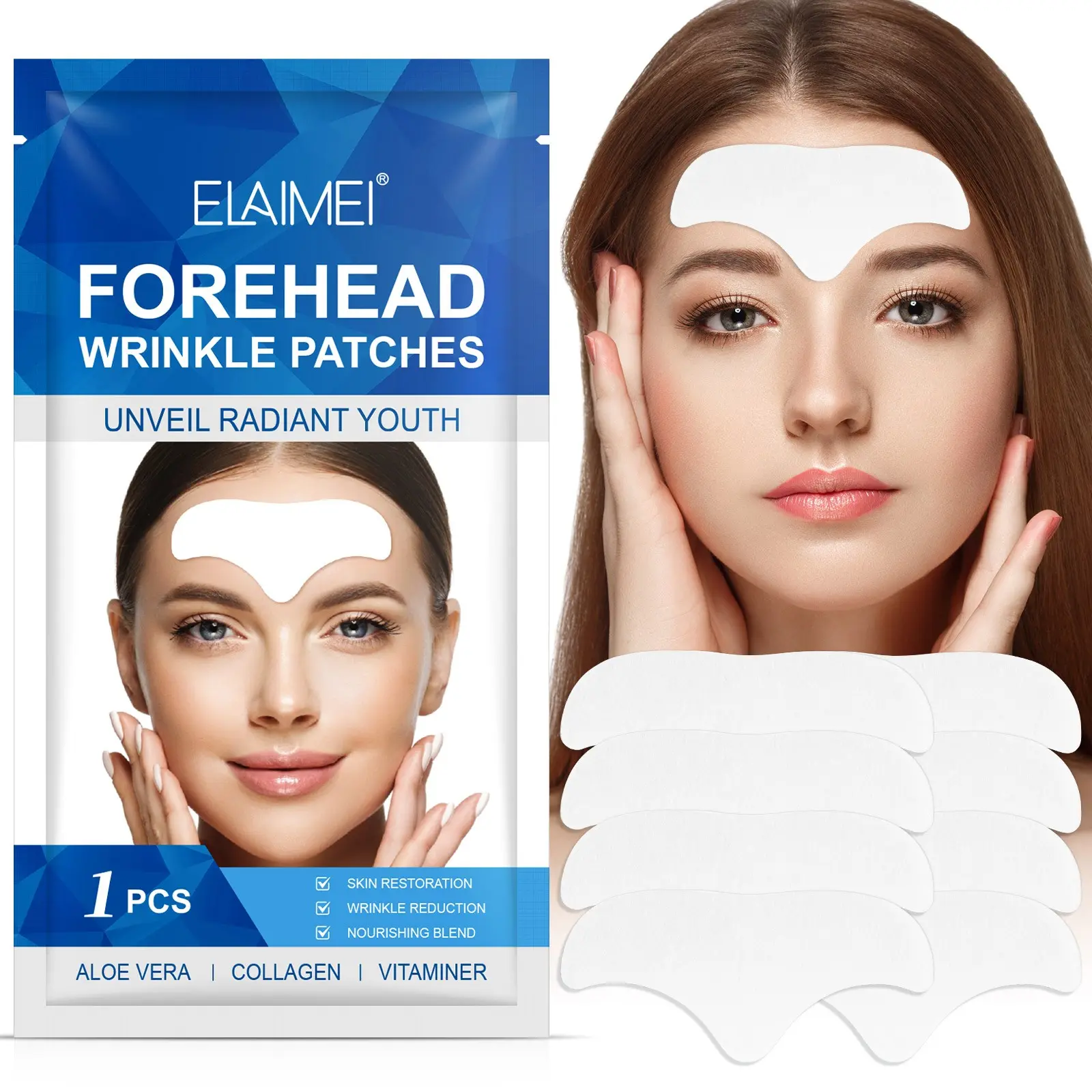 ELAIMEI Forehead Wrinkle Patches (16 pcs): Soothe and reduce wrinkles while you sleep, smooth out forehead lines, and firm the skin on your forehead. Made from skin-friendly, elastic material that adheres securely to your forehead without slipping, allowi