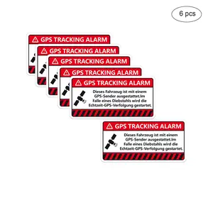 Vehicle GPS Tracking Alarm Warning Sticker, German Anti-Theft Deterrent Safety Decal (6 Pcs/pack), Vinyl Durability Strong Adhesive Car Window Prompt Stickers