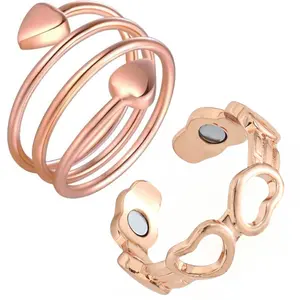 2 Pieces Women's Copper Rings, 99.99% Pure Copper Magnetic Thumb Rings, Magnetic Lymphatic Jewelry, Gift, Adjustable Fit