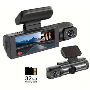 1080p dual recording car dvr camera with 32gb card, dashboard cam with 3.16" screen, hd driving recorder, front inside video dashcam with night vision, loop recording, automotive accessories, car stuff