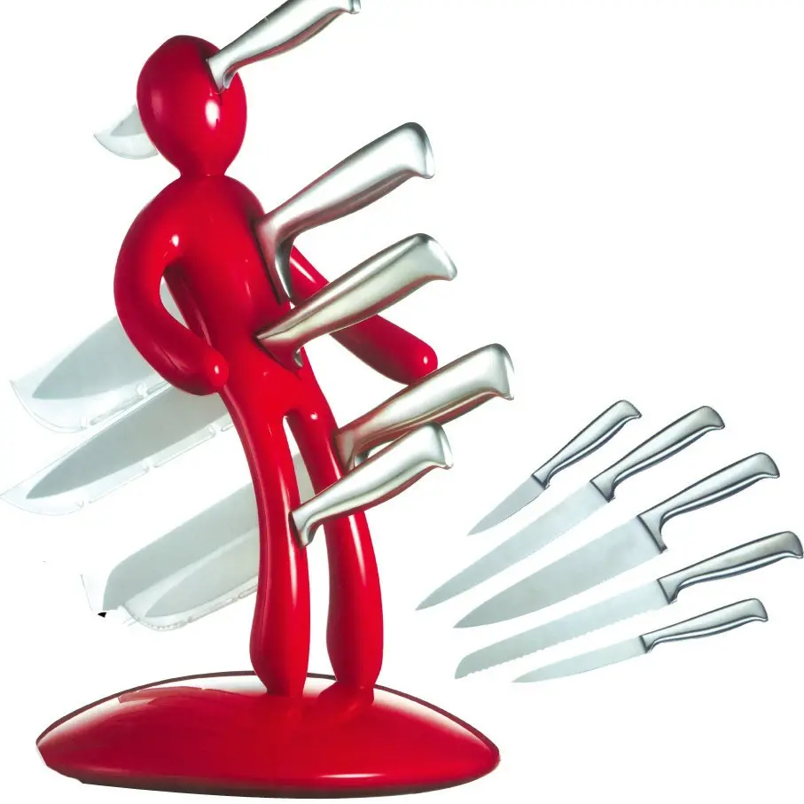Creative Human-Shaped Knife Set Multifunctional Stainless Steel Knife Holder Set Knife Stand for Kitchen Use