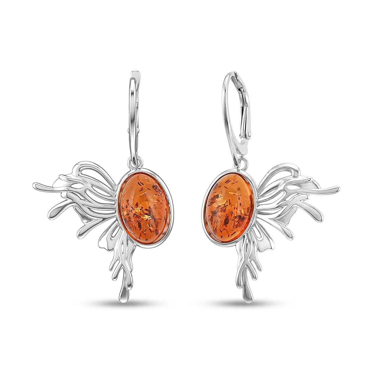 Baltic Amber Fine Earrings in Sterling Silver